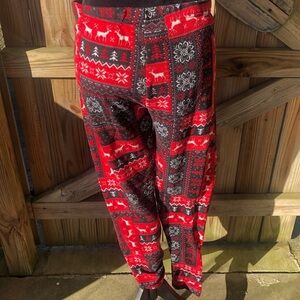 Faded Glory Red & Black Winter Holiday Thermal Style Pajama Pants